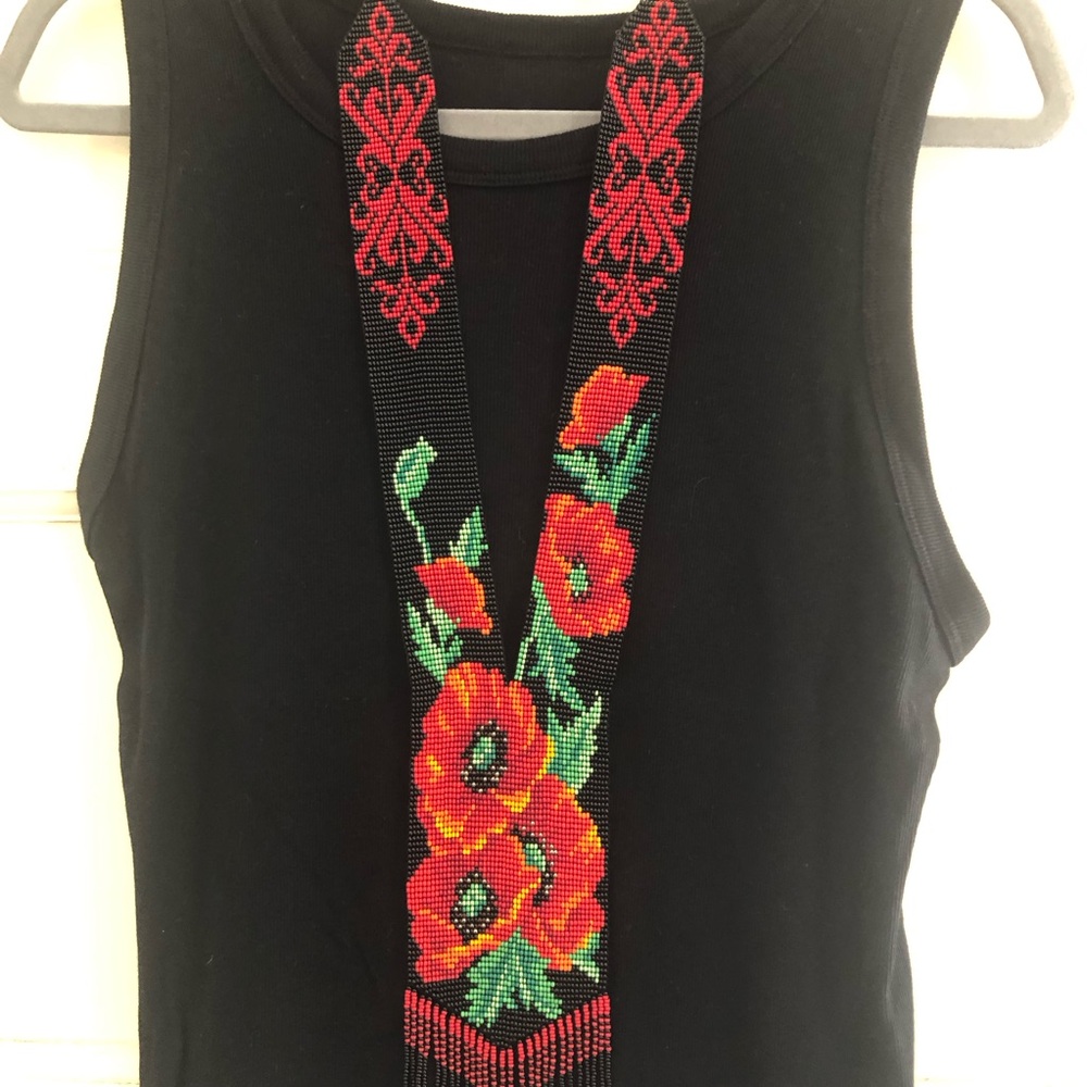 Handmade Beaded Artisan Floral Gerdan Ukrainian Tribal Ethnic Festival Necklace